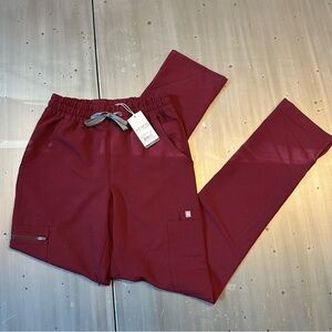Figs High Waisted Dowa Burgundy Scrub Pants XXS/T tall